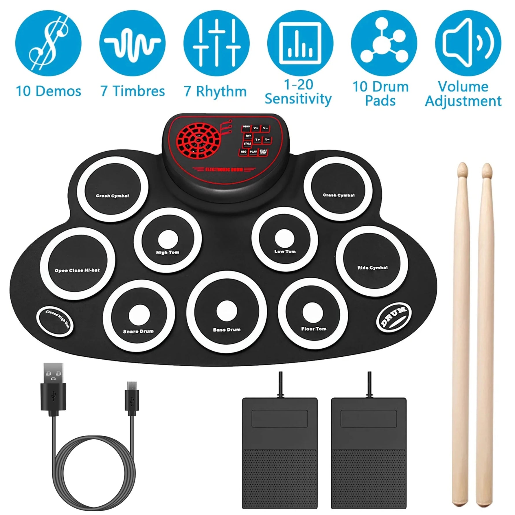 10 Pads Electric Drum Set-AMAZON FACTORY