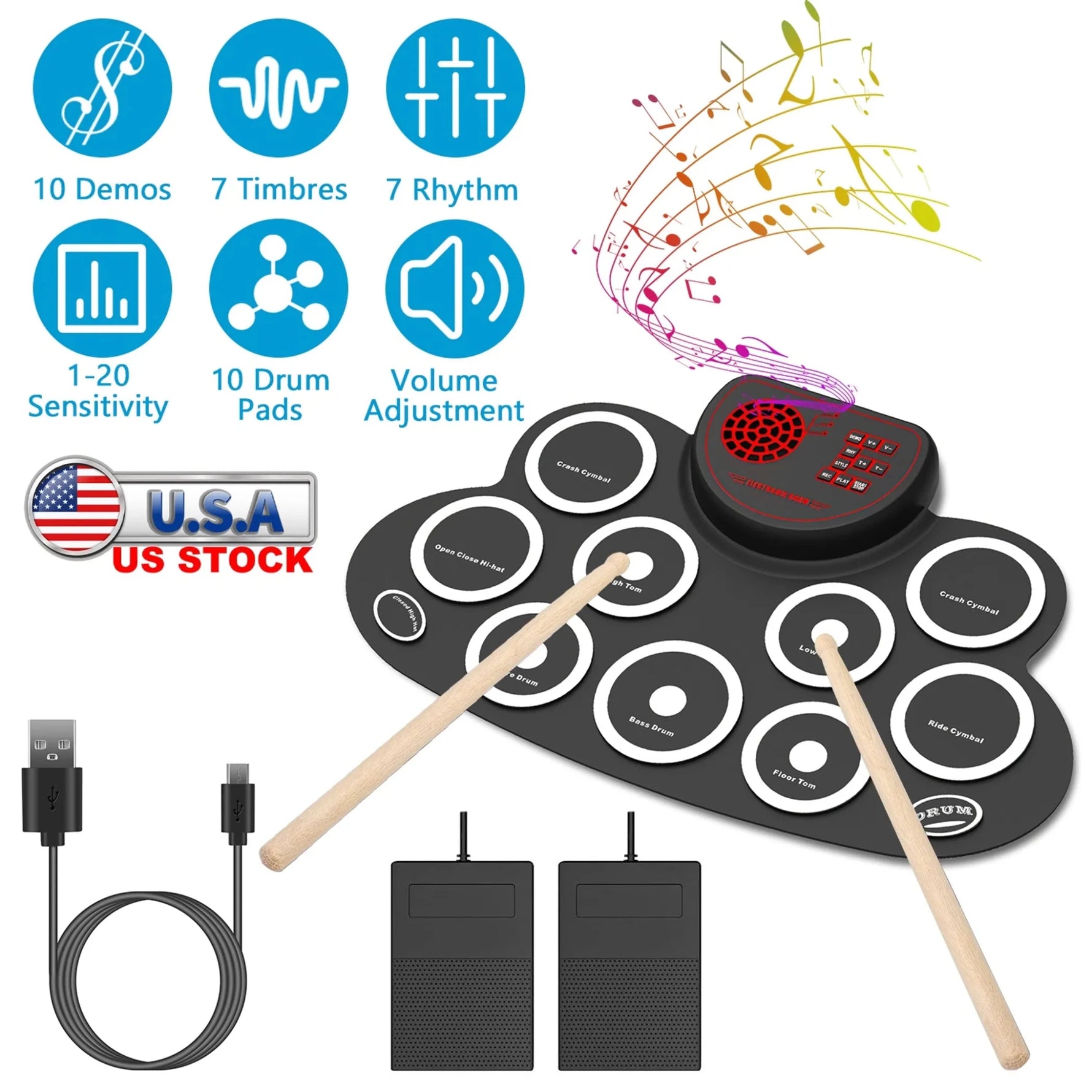 10 Pads Electric Drum Set-AMAZON FACTORY