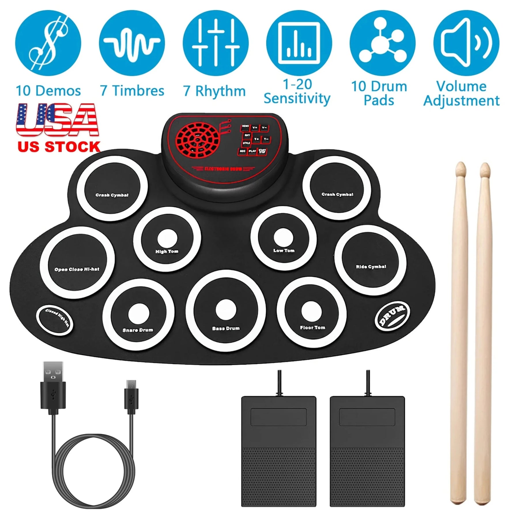 10 Pads Electric Drum Set-AMAZON FACTORY