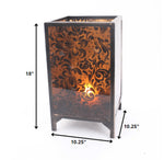 "10.25 X 10.25" X 18" Brown Vintage Floral Pattern - Candle Holder-AMAZON FACTORY