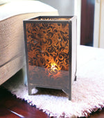 "10.25 X 10.25" X 18" Brown Vintage Floral Pattern - Candle Holder-AMAZON FACTORY