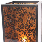 "10.25 X 10.25" X 18" Brown Vintage Floral Pattern - Candle Holder-AMAZON FACTORY