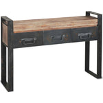12" Brown and Black Solid Wood Sled Console Table And Drawers - AMAZON FACTORY