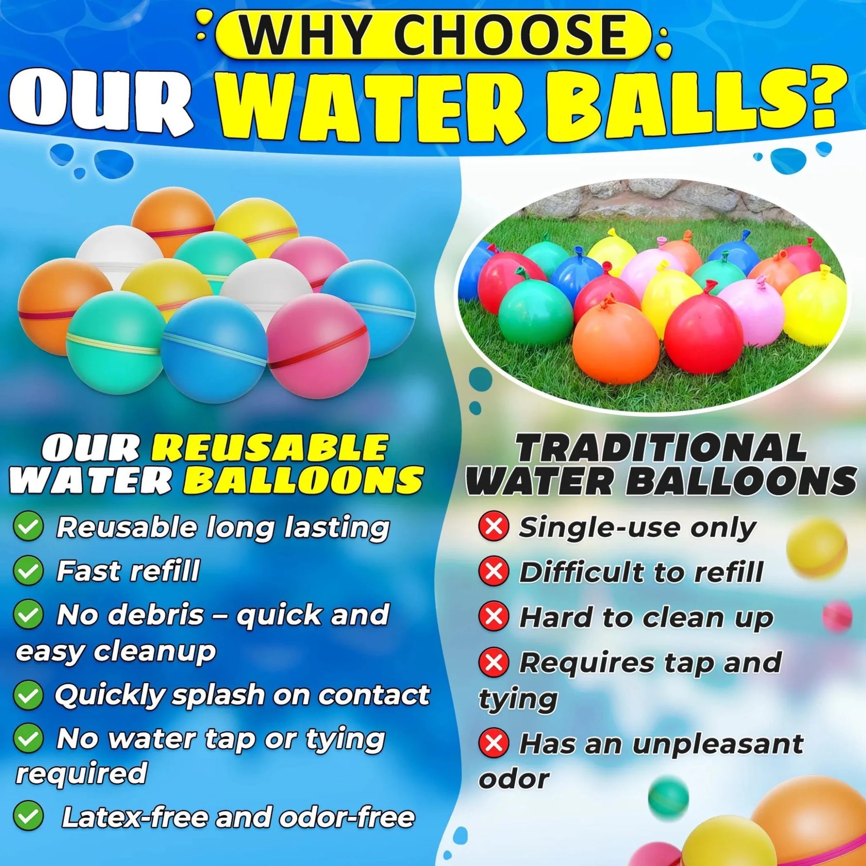 12 Pcs Reusable Water Balloons Silicone Pool Toys Water Balls for Pool Gifts Outdoor Water Toys Refillable Water Balloons Self Sealing Pool Toy-AMAZON FACTORY