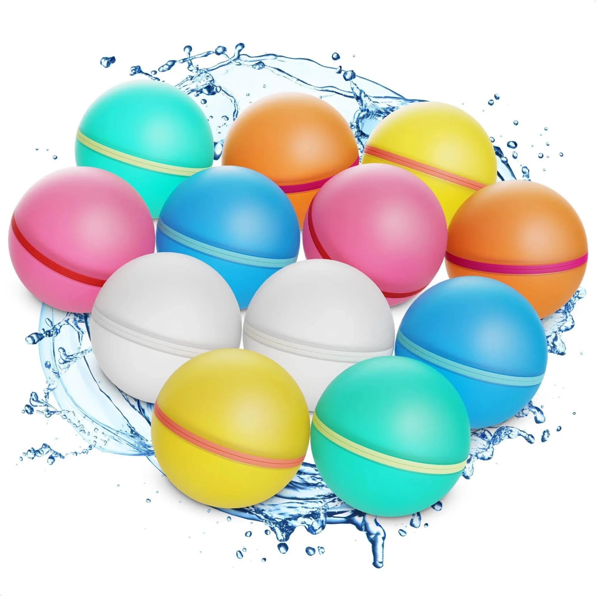 12 Pcs Reusable Water Balloons Silicone Pool Toys Water Balls for Pool Gifts Outdoor Water Toys Refillable Water Balloons Self Sealing Pool Toy - AMAZON FACTORY
