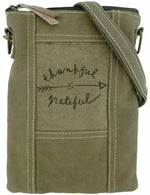 Thankful Grateful Recycled Military Tent Crossbody Messenger Mesenger Bag