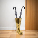 16" Gold Aluminum Firefighter Boot Umbrella Stand - AMAZON FACTORY