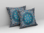 16" X 16" Blue And Pink Geometric Blown Seam Suede Throw Pillow - AMAZON FACTORY