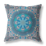 16" X 16" Blue And Pink Geometric Blown Seam Suede Throw Pillow - AMAZON FACTORY