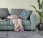 16" X 16" Blue And Pink Geometric Blown Seam Suede Throw Pillow - AMAZON FACTORY