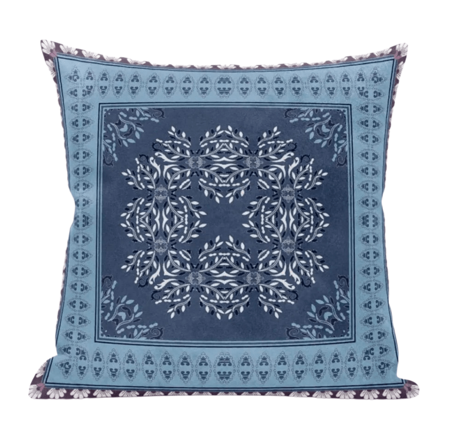 16" X 16" Light Blue Gray Geometric Blown Seam Suede Throw Pillow - AMAZON FACTORY
