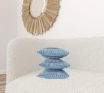 16" X 16" Light Blue Gray Geometric Blown Seam Suede Throw Pillow - AMAZON FACTORY