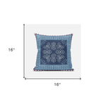 16" X 16" Light Blue Gray Geometric Blown Seam Suede Throw Pillow - AMAZON FACTORY