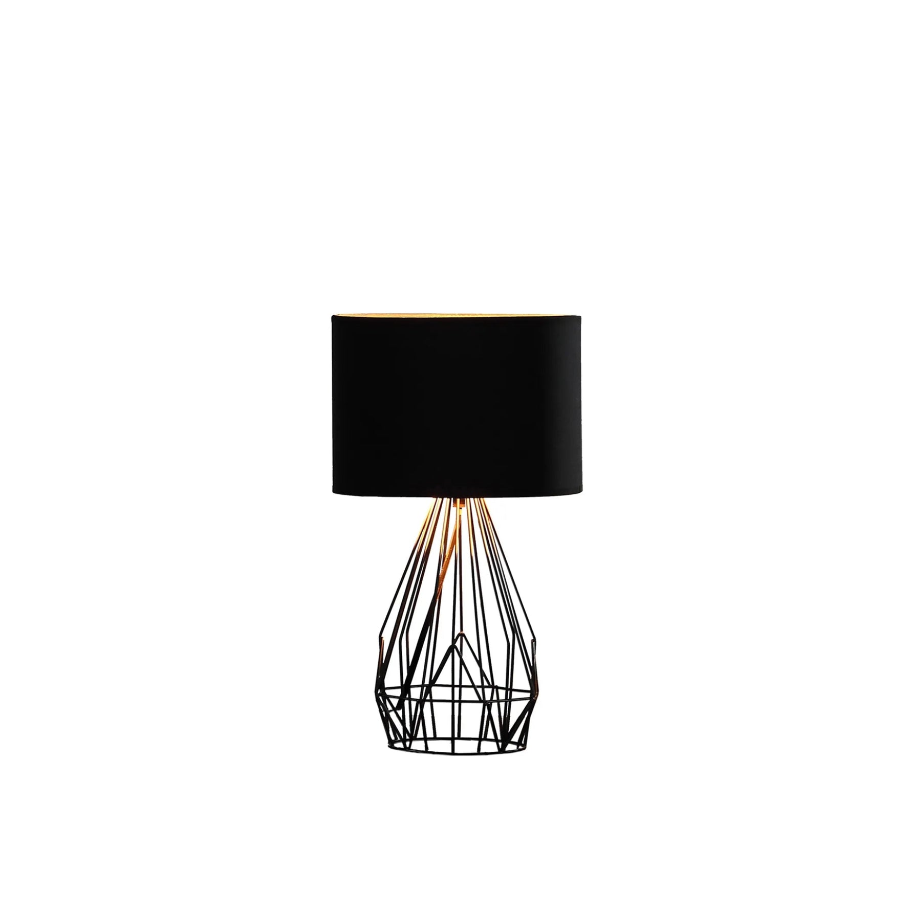 18 Asymmetric Black Cage Metal Table Lamp - AMAZON FACTORY