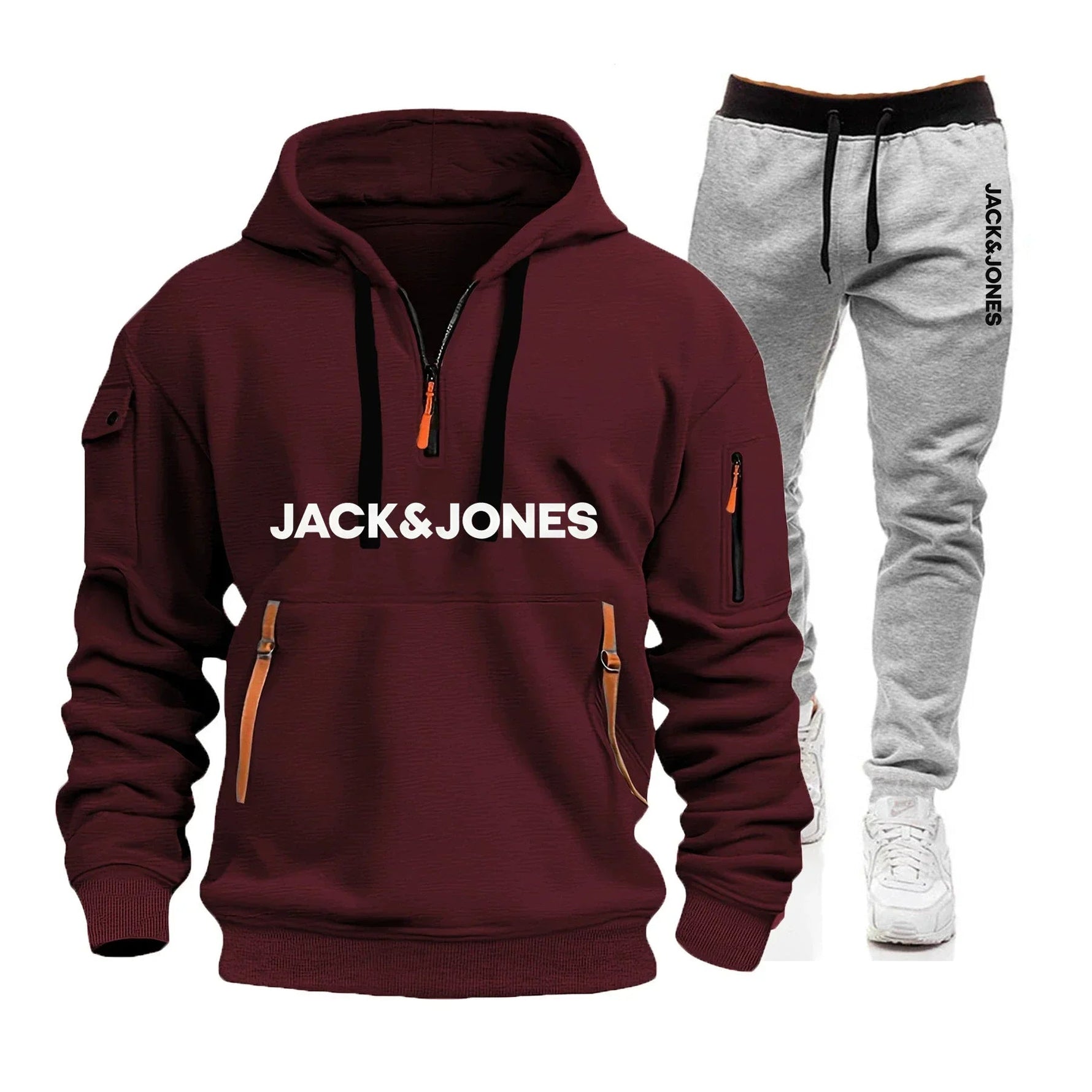 2 Packs 2026 Autumn Winter Men's Sportswear Set, Hoodie + Fitness Jogging Pants for Each Set-AMAZON FACTORY