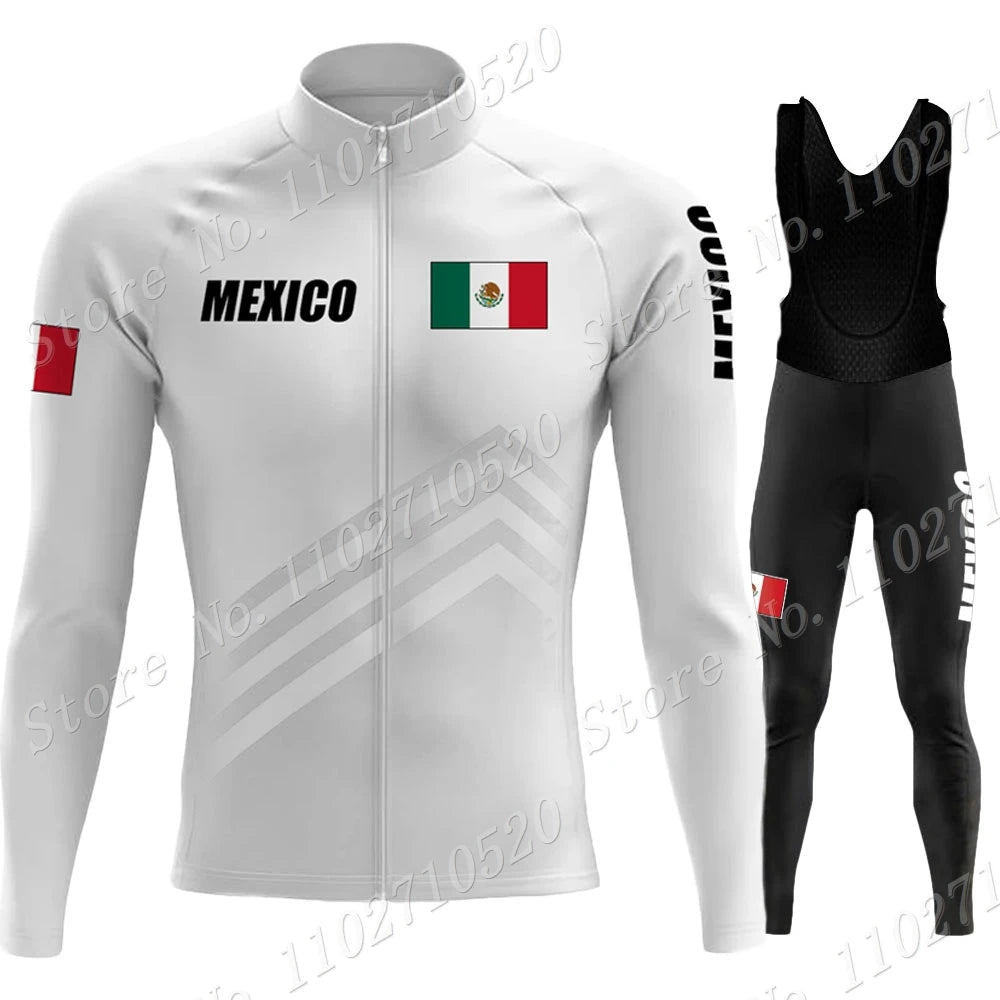 2023 Mexico Team Cycling Jersey Set Summer National Mens Long Sleeve Black Clothing Suit MTB Bike Road Pants Bib Maillot-AMAZON FACTORY