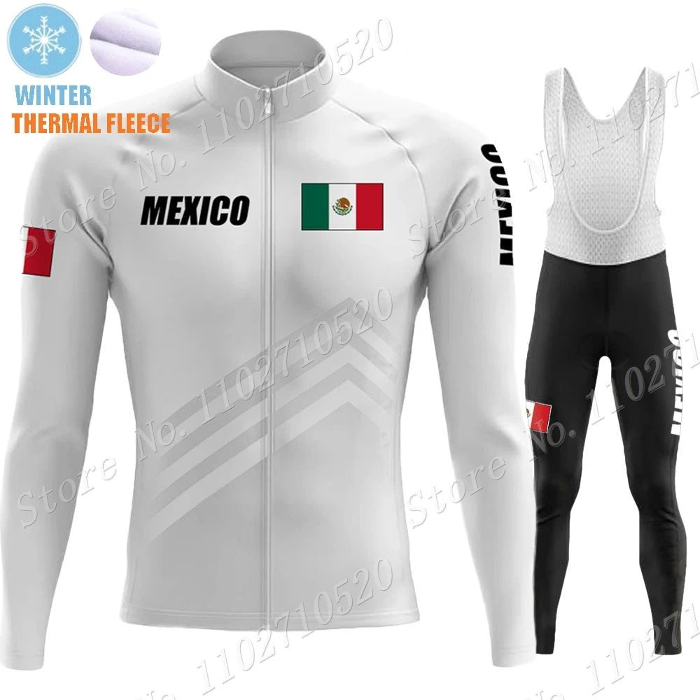 2023 Mexico Team Cycling Jersey Set Summer National Mens Long Sleeve Black Clothing Suit MTB Bike Road Pants Bib Maillot-AMAZON FACTORY