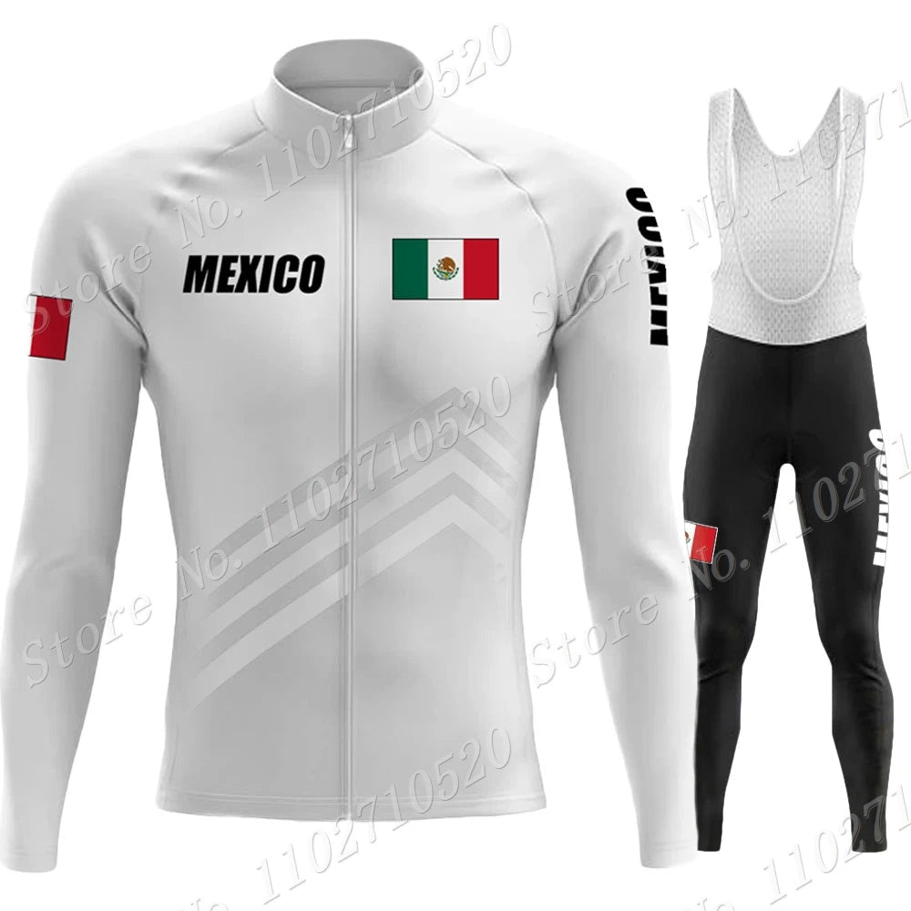 2023 Mexico Team Cycling Jersey Set Summer National Mens Long Sleeve Black Clothing Suit MTB Bike Road Pants Bib Maillot-AMAZON FACTORY