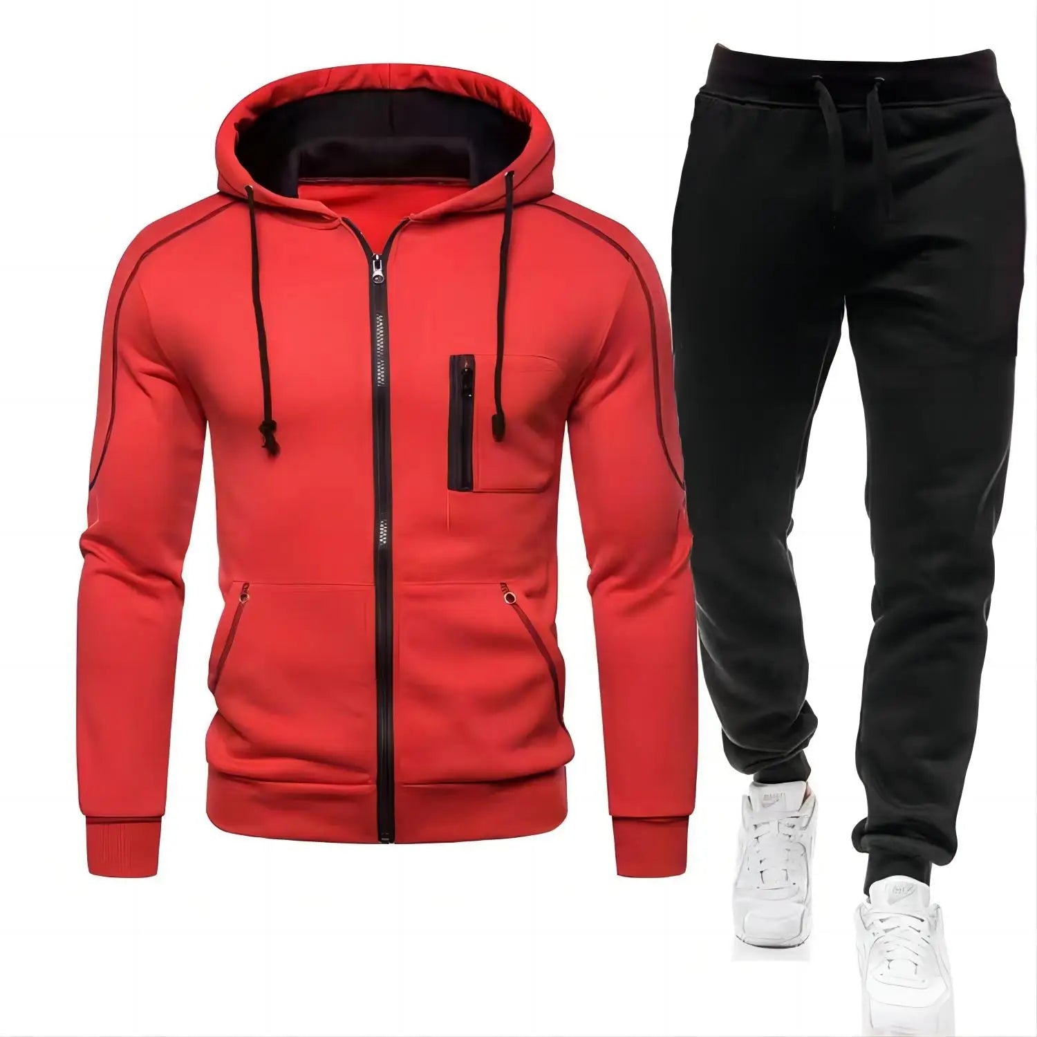 2024 New Men's Autumn Winter Sets Zipper Hoodie+Pants Pieces Casual Tracksuit Male Sportswear Brand Clothing Sweat Suit S-XXXXL-AMAZON FACTORY