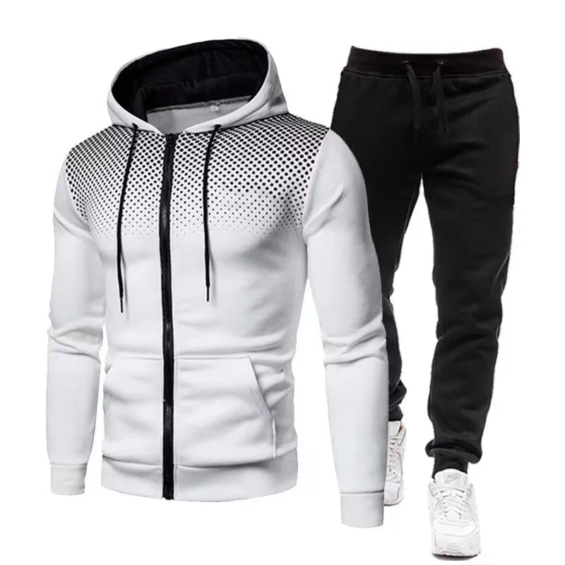2024 New Men's Autumn Winter Sets Zipper Hoodie+Pants Pieces Casual Tracksuit Male Sportswear Brand Clothing Sweat Suit S-XXXXL-AMAZON FACTORY