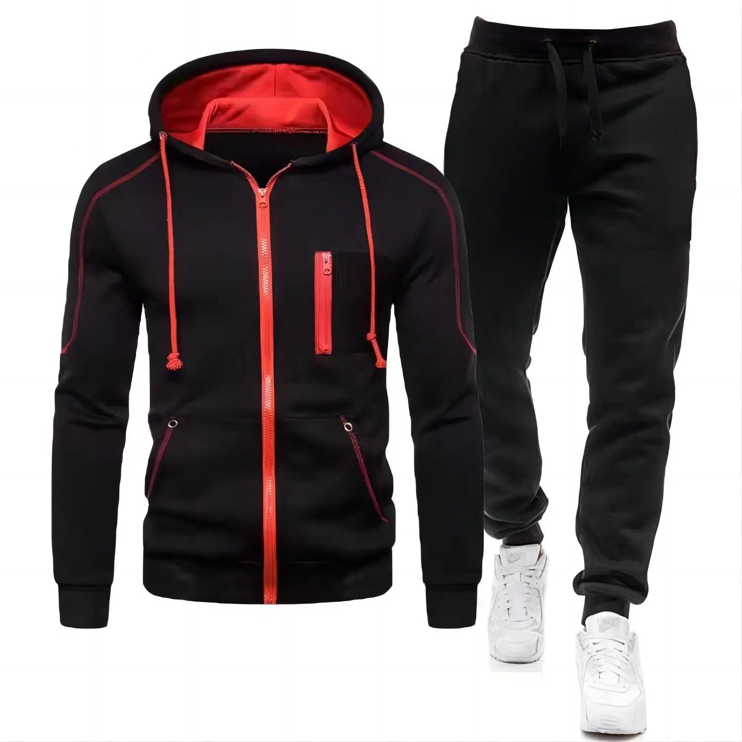 2024 New Men's Autumn Winter Sets Zipper Hoodie+Pants Pieces Casual Tracksuit Male Sportswear Brand Clothing Sweat Suit S-XXXXL-AMAZON FACTORY