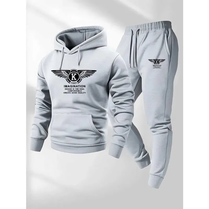 2025 Men's Casual Sports Suit with Hoodie and Sweatpants for Autumn and Winter Outdoor Sports Fashion Men's Clothing.-AMAZON FACTORY