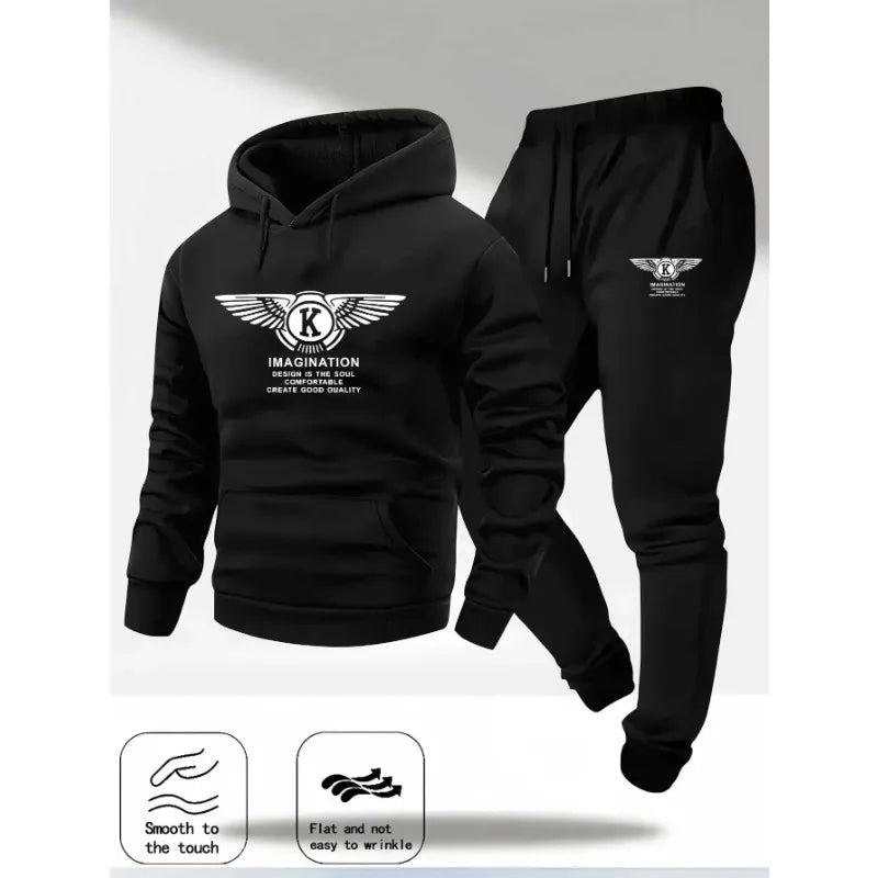 2025 Men's Casual Sports Suit with Hoodie and Sweatpants for Autumn and Winter Outdoor Sports Fashion Men's Clothing.-AMAZON FACTORY