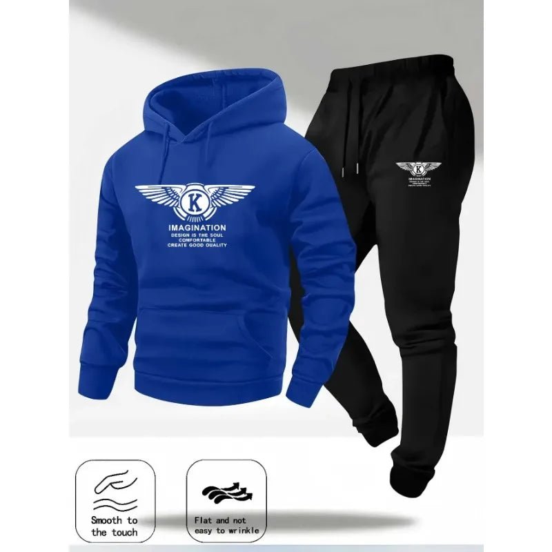 2025 Men's Casual Sports Suit with Hoodie and Sweatpants for Autumn and Winter Outdoor Sports Fashion Men's Clothing.-AMAZON FACTORY