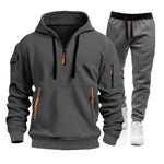 2025 men's spring and autumn sports hoodie set, men's zipper hooded sweatshirt set, sweatshirt set, sweatpants two-piece set-AMAZON FACTORY