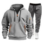 2025 men's spring and autumn sports hoodie set, men's zipper hooded sweatshirt set, sweatshirt set, sweatpants two-piece set-AMAZON FACTORY