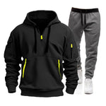 2025 men's spring and autumn sports hoodie set, men's zipper hooded sweatshirt set, sweatshirt set, sweatpants two-piece set-AMAZON FACTORY