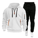 2025 men's spring and autumn sports hoodie set, men's zipper hooded sweatshirt set, sweatshirt set, sweatpants two-piece set-AMAZON FACTORY