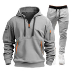 2025 men's spring and autumn sports hoodie set, men's zipper hooded sweatshirt set, sweatshirt set, sweatpants two-piece set-AMAZON FACTORY