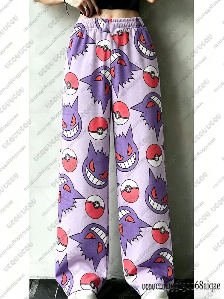 2026 Anime Pikachu&Gengar Summer Tshirts+Pajamas Pants Oversized Suits For Men Women Couple Cartoon Outfits Homewear Clothing - AMAZON FACTORY