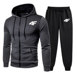 2026 Limited-time Special Sale - Men's Zippered Hooded Sweatshirt, Black Jogging Pants, Fall/Winter Daily Casual Sportswear, Out-AMAZON FACTORY