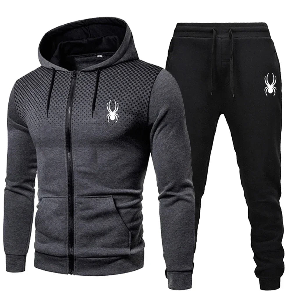 2026 popular two-piece men's sportswear jogging suit sportswear hooded sweatshirt zipper sweatshirt autumn and winter clothing-AMAZON FACTORY