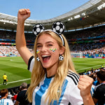 2026 Soccer Elastic Headbands for Women, Three-piece Set, Hair Bands, Earrings for Sports Fans World Cup Party-AMAZON FACTORY