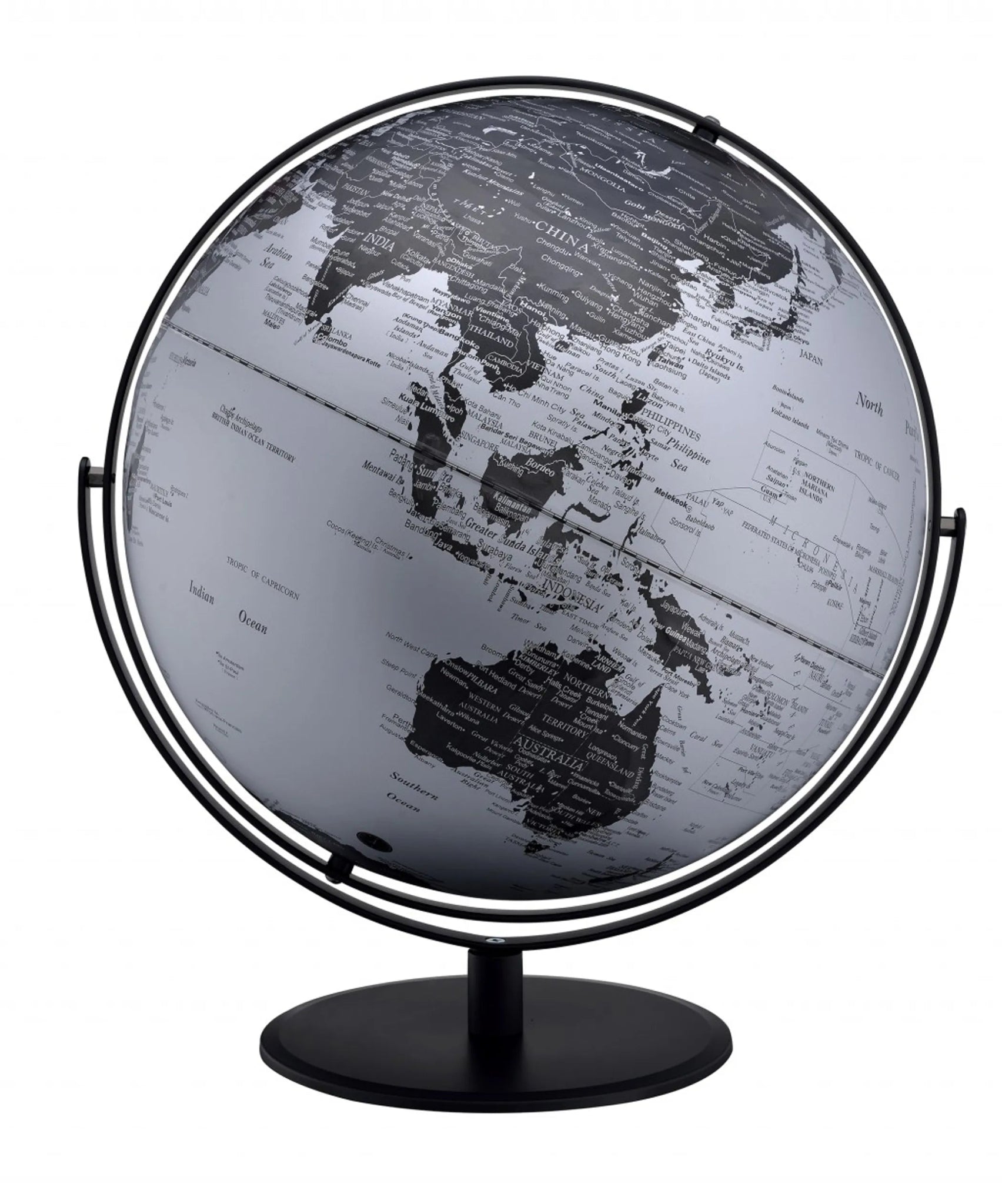 21" Black And Silver Modern Polyresin Globe - AMAZON FACTORY