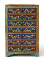 21" Blue and Green Solid Wood Seven Drawer Standard Chest - AMAZON FACTORY