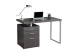 24" Gray and Silver Computer Desk With Three Drawers-AMAZON FACTORY