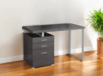 24" Gray and Silver Computer Desk With Three Drawers-AMAZON FACTORY