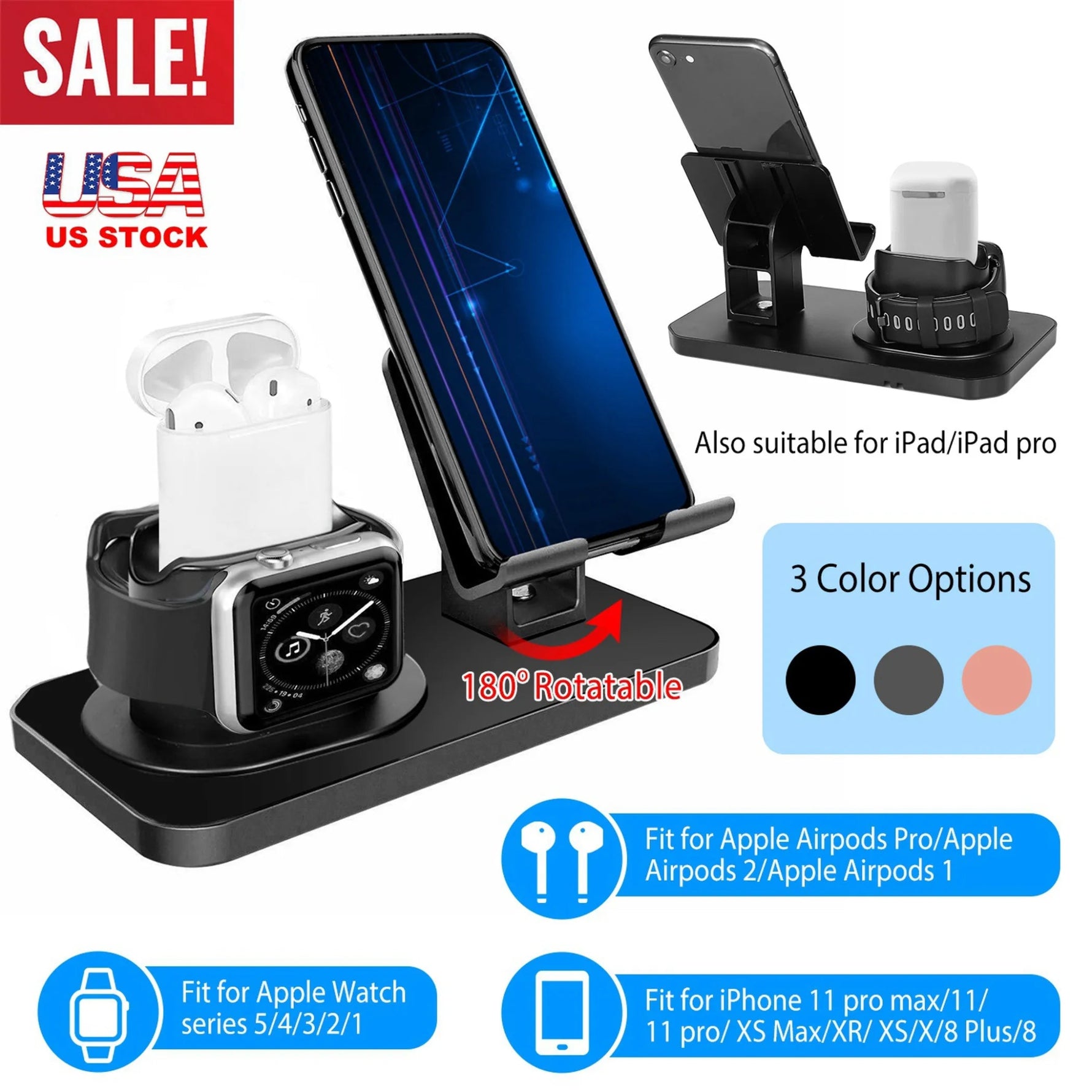3 in 1 Charging Dock Station Phone Charger - AMAZON FACTORY