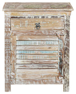 30" White Solid Wood Distressed One Drawer Nightstand - AMAZON FACTORY