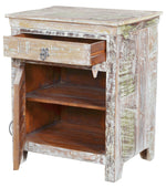 30" White Solid Wood Distressed One Drawer Nightstand - AMAZON FACTORY