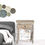 30" White Solid Wood Distressed One Drawer Nightstand - AMAZON FACTORY