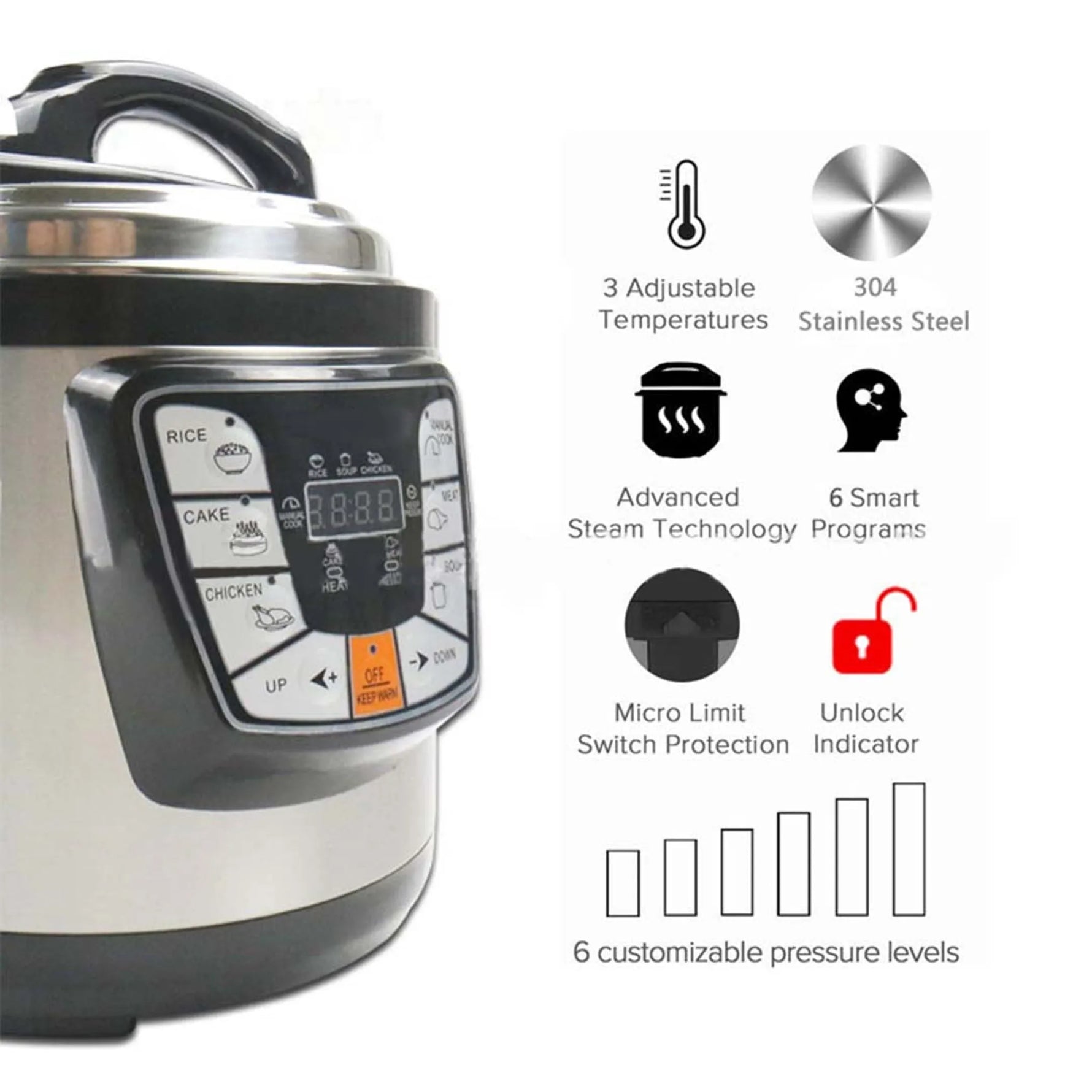 6L Commercial Grade Stainless Steel Pressure Cooker Nonstick-AMAZON FACTORY