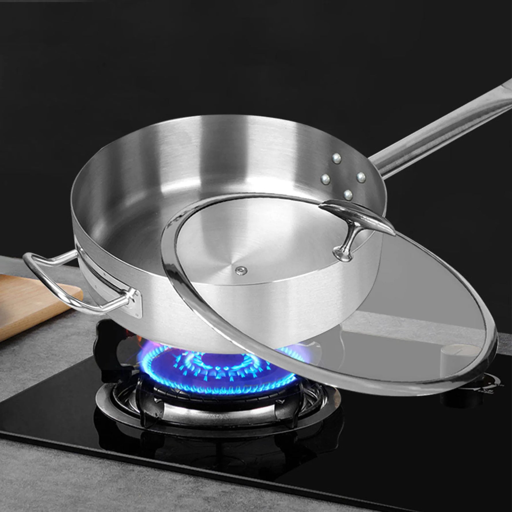 Stainless Steel Saucepan With Lid Induction Cookware With Triple Ply Base-AMAZON FACTORY