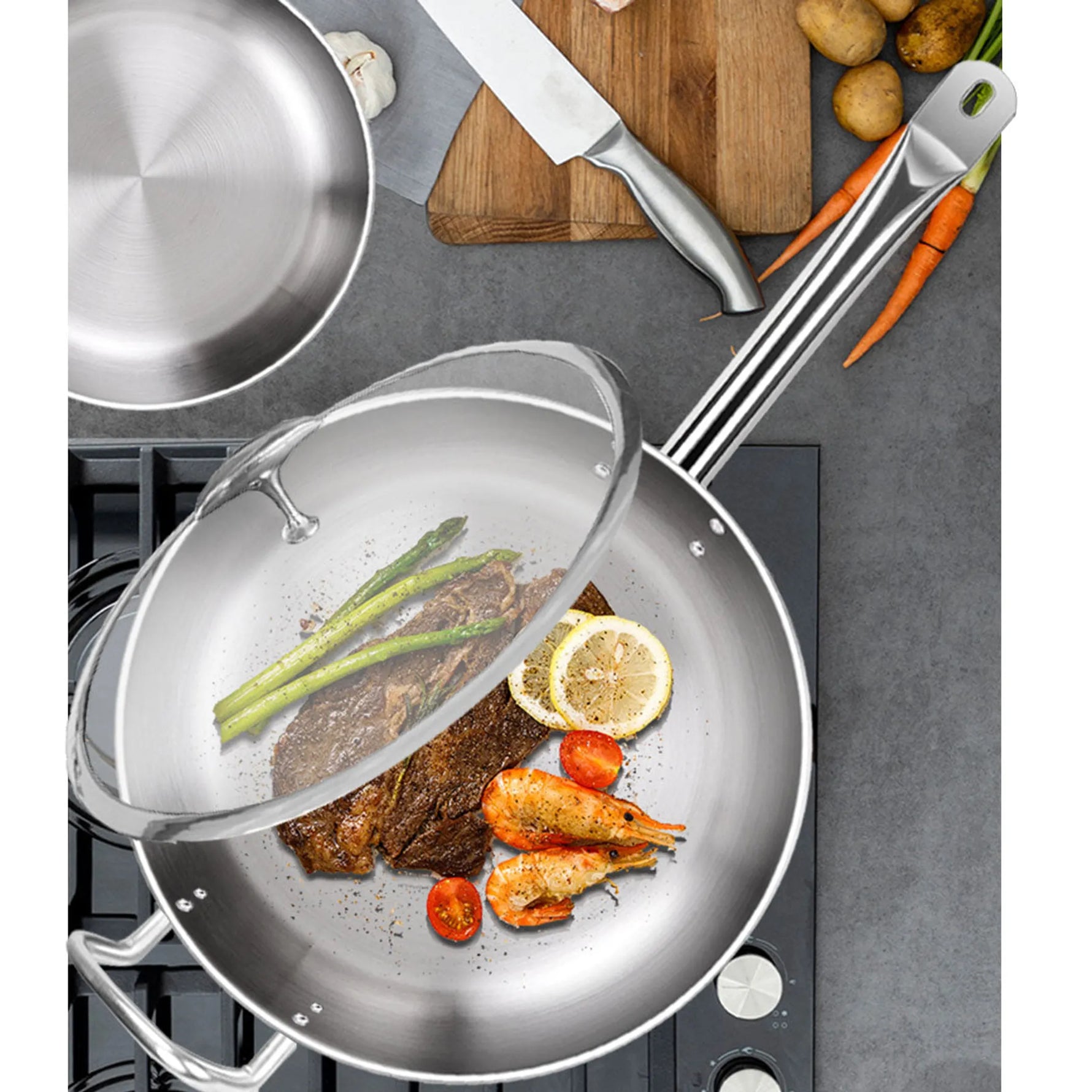 Stainless Steel Saucepan With Lid Induction Cookware With Triple Ply Base-AMAZON FACTORY