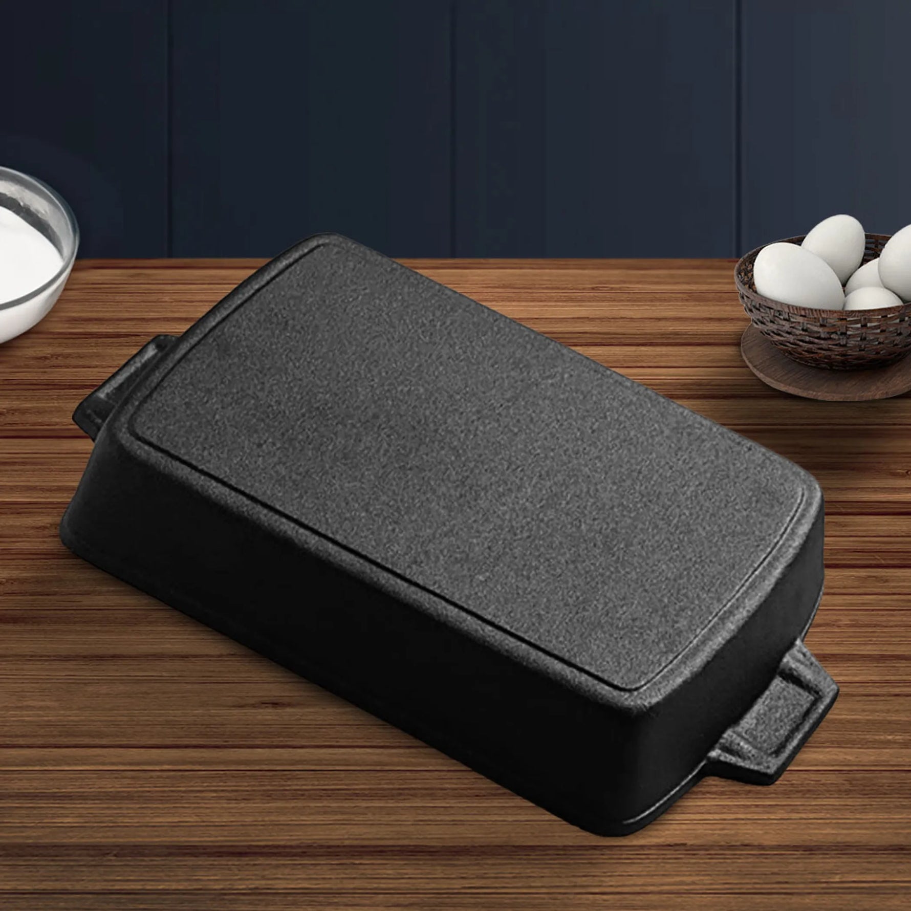 Cast Iron Rectangle Bread Cake Baking Dish Lasagna Roasting Pan-AMAZON FACTORY