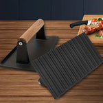 Cast Iron Bacon Meat Steak Press Grill BBQ with Wood Handle Weight Plate-AMAZON FACTORY